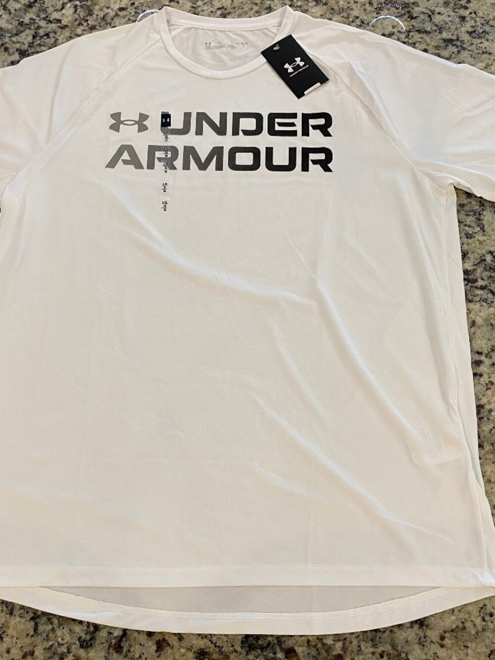 UNDER ARMOUR Men's SS Tech 2.0 Gradient Wordmark T-Shirt - NWT - Large L White